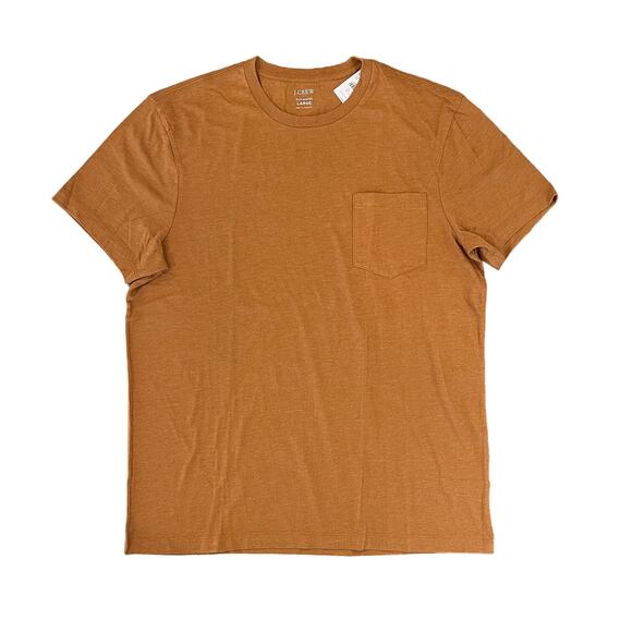 NWT J. Crew Men's Deep Copper Heathered Slim Washed Jersey Pocket Tee - Picture 1 of 10